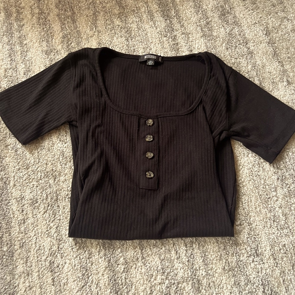 Misguided black mini dress with sleeves Size 2